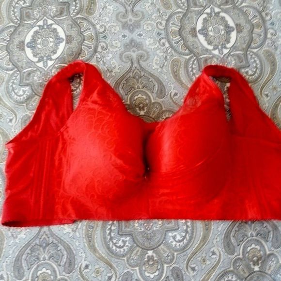 NWOT Molded Cup and Jeweled Center 36D Jacquard and Lace Bra - Picture 2 of 11